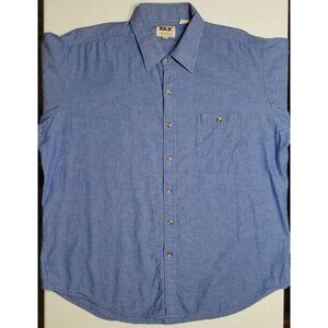 ELY Since 1878 Long Sleeve Button Up Solid Blue Oxford Western Shirt Men's XL